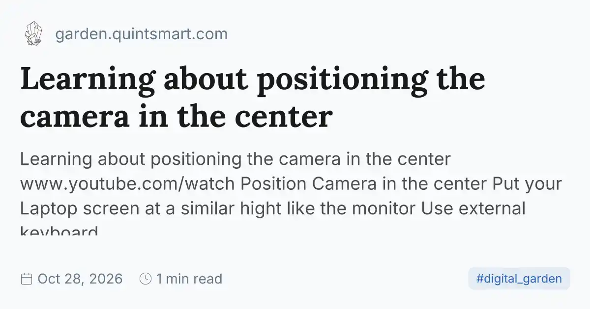 Camera Center Point Learning about positioning the camera in the center
