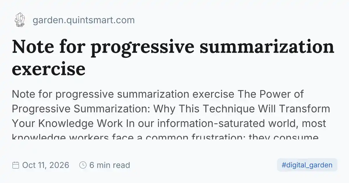 Note for progressive summarization exercise