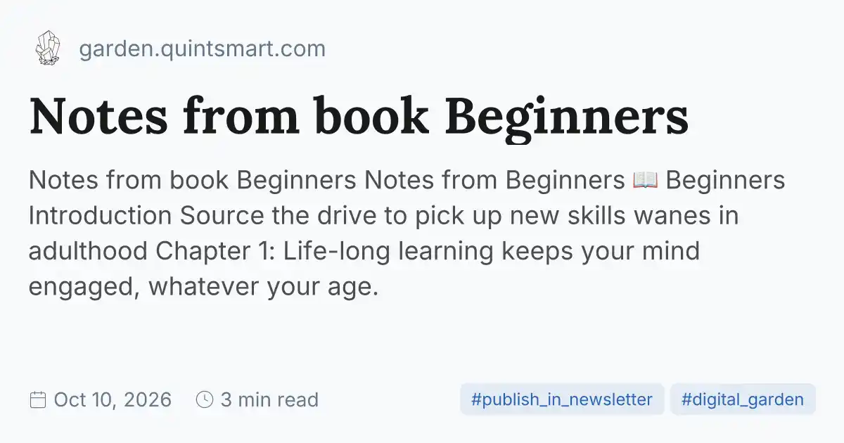 Notes Booqui Notes from book Beginners