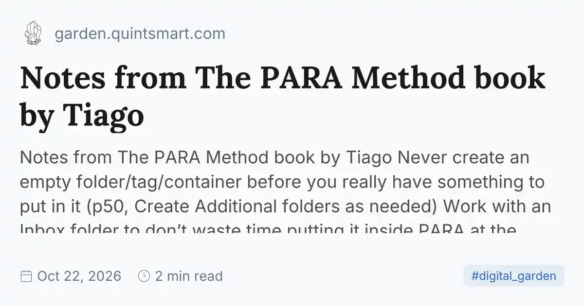 Para Method Apple Notes Notes from The PARA Method book by Tiago